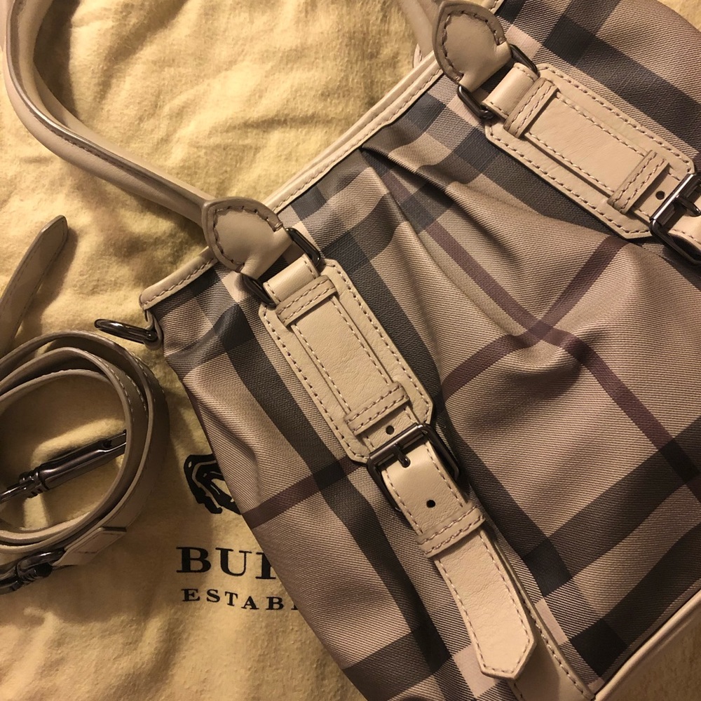BURBERRY Smoked Check Coated Canvas Northfield Bag